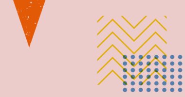 Yoğun renkli geometrik şekiller animasyon. Moda riso grafik tasarımlı nesne. Geometri ögeleri soyut risograph doku tarzı video.