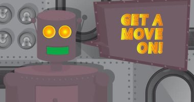 Robot diyor ki, acele et! Çizgi film animasyon videosu. Gelecekteki Robot Animasyonu.
