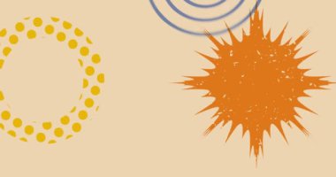 Basit büyük risograf şekilleri, geometrik animasyon. Moda riso grafik tasarımlı nesne. Geometri ögeleri soyut risograph doku tarzı video.