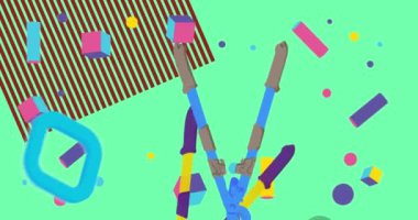 Heavy Duty Large Cutter geometrik grafik kablo kesici kablo ya da çelik çubuklar temalı arka plan videosu için eski kesici. Minimum geometrik elementler animasyonu. Klasik soyut şekiller reklam için resimleme.