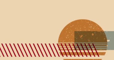 Basit büyük risograf şekilleri, geometrik animasyon. Moda riso grafik tasarımlı nesne. Geometri ögeleri soyut risograph doku tarzı video.