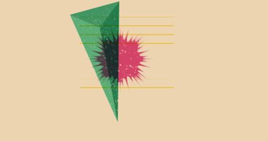Basit büyük risograf şekilleri, geometrik animasyon. Moda riso grafik tasarımlı nesne. Geometri ögeleri soyut risograph doku tarzı video.