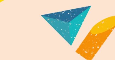 Risograph tasarım arka planı, basit nesnelerle, animasyonu şekillendirir. Moda riso grafik tasarımında geometrik elementler. Geometri soyut doku tarzı video.