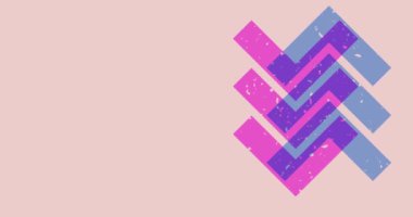 Renkli geometrik şekiller animasyon. Moda riso grafik tasarımında eğlenceli bir nesne. Geometri ögeleri soyut risograph doku tarzı video.