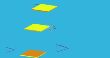 Basit geometrik grafik retro tema arkaplan animasyonu. Minimum geometrik elementler arka plan videosu. Klasik soyut şekiller.