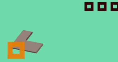 Basit geometrik grafik retro tema arkaplan animasyonu. Minimum geometrik elementler arka plan videosu. Klasik soyut şekiller.