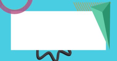 Metin için yeri olan geometrik grafik retro tema arkaplan animasyonu. Asgari geometrik elementler çerçeve video. Reklam için klasik soyut şekiller.