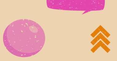 Geometrik şekilli eğlenceli Risograph Konuşma Baloncuğu animasyon. Moda riso grafik tasarım videosunda nesne taşınıyor.