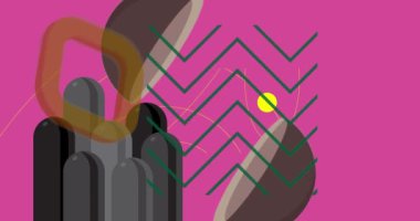Süper soyut geometrik şekiller. Çoklu renkli grafiksel retro tema arkaplan animasyonu. En az meşgul geometrik ögeler videosu.