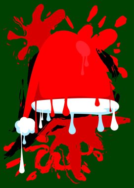 Noel Baba kırmızı şapkalı graffiti etiketi. Soyut modern sokak sanatı dekorasyonu kentsel resim tarzında gerçekleştirildi.