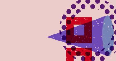 Risograph tarzı Nesne şekilleri. Geometri elementleri soyut doku. Büyük renkli geometrik animasyon. Moda riso grafik videosu.
