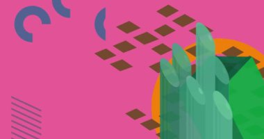 Çok renkli, soyut, basit geometrik şekiller. Meşgul grafik retro tema arkaplan animasyonu. En az meşgul geometrik ögeler videosu.