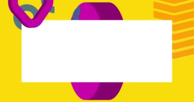 Renkli geometrik grafik retro tema arkaplan animasyonu metin için yer ile birlikte. Asgari geometrik elementler çerçeve video. Reklam için klasik soyut şekiller.