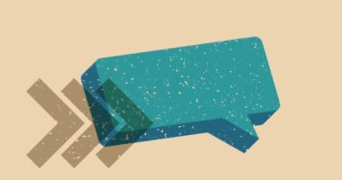 Geometrik şekilli Risograph konuşma balonu animasyonu. Moda riso grafik tasarım videosunda nesne taşınıyor.