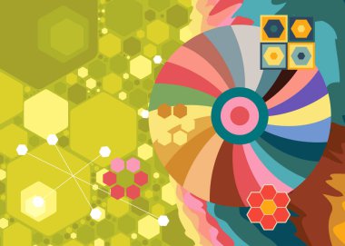 Geçmişe dönük 70 'ler. Harika 1970 'lerin soyut sanat şablonu. Minimalist çizgili tasarım posteri. Eski moda gökkuşağı renkli sanat eserleri.