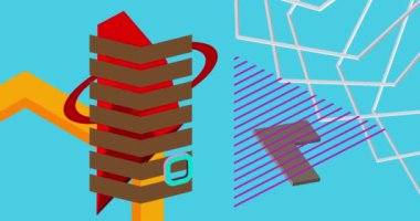 Geometri soyut basit şekiller. Meşgul grafik retro tema arkaplan animasyonu. En az meşgul geometrik ögeler videosu.