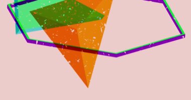 Risograph objesi şekilleri. Geometri elementleri soyut doku. Büyük renkli geometrik animasyon. Moda riso grafik biçimi videosu.