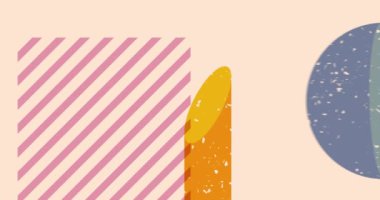 Risograph tarzı Nesne şekilleri. Geometri elementleri soyut doku. Büyük renkli geometrik animasyon. Moda riso grafik videosu.