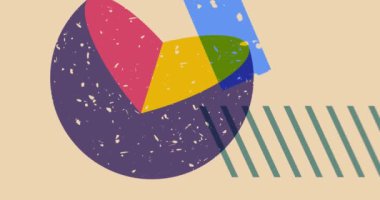 Risograph tarzı Nesne şekilleri. Geometri elementleri soyut doku. Büyük renkli geometrik animasyon. Moda riso grafik videosu.