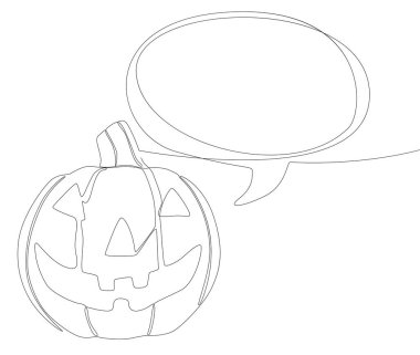 Cadılar Bayramı balkabağıyla aralıksız bir konuşma cümlesi. İnce Çizgili Jack O 'Lantern Illustration vektör konsepti. Contour Yaratıcı Fikirler Çiziyor.