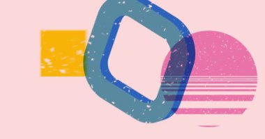 Risograf şekilleri. Geometri elementleri soyut doku. Büyük renkli geometrik animasyon. Moda riso grafik biçimi videosundaki nesne.