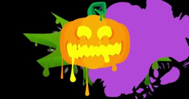 Cadılar Bayramı Jack O 'Lantern Graffiti animasyonu. Soyut modern Holiday balkabağı sokak sanat video dekorasyonu şehir boyama tarzında gerçekleştirildi.