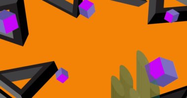 Basit soyut geometrik şekiller. Çoklu renkli grafiksel retro tema arkaplan animasyonu. En az meşgul geometrik ögeler videosu.