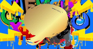 Güzel graffiti konuşma balonu animasyonu. Modern Mesajlaşma tabelası sokak sanat dekorasyonu videosu, şehir boyama tarzında tartışma simgesi.