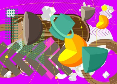 Yoğun geometrik grafik retro tema kapağı. Minimum geometrik elementler poster tasarımı. Poster pankartı için klasik soyut şekiller şablonu.