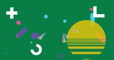 Geometri soyut basit şekiller. Meşgul grafik retro tema arkaplan animasyonu. En az meşgul geometrik ögeler videosu.