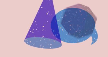 Geometrik şekilli Risograph konuşma balonu animasyonu. Moda riso grafik tasarım videosunda nesne taşınıyor.