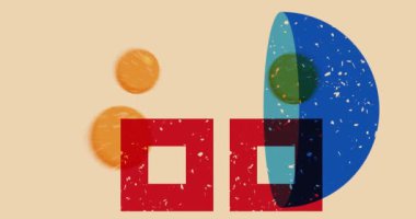 Risograf şekilleri. Geometri elementleri soyut doku. Büyük renkli geometrik animasyon. Moda riso grafik biçimi videosundaki nesne.