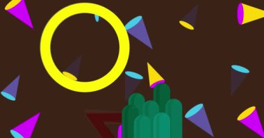 Basit soyut geometrik şekiller. Çoklu renkli grafiksel retro tema arkaplan animasyonu. En az meşgul geometrik ögeler videosu.