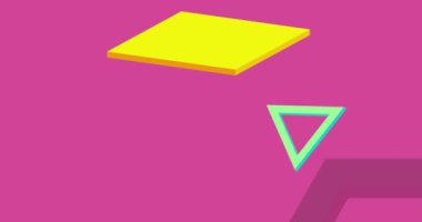 Basit soyut geometrik şekiller. Çoklu renkli grafiksel retro tema arkaplan animasyonu. En az meşgul geometrik ögeler videosu.