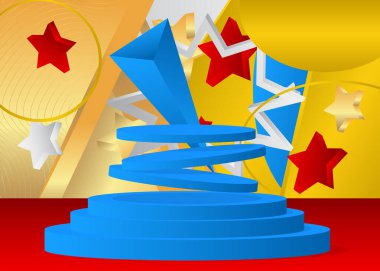 Soyut Mockup ürün görüntüsü. Gerçekçi vektör silindirli kaide podyumu. Sunum için sahne gösterisi. En düşük geometrik biçimler, boş sahne.