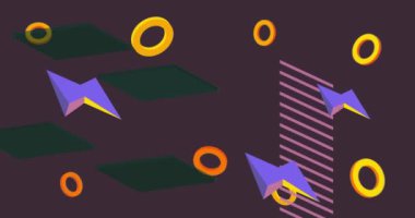 Basit soyut geometrik şekiller. Çoklu renkli grafiksel retro tema arkaplan animasyonu. En az meşgul geometrik ögeler videosu.