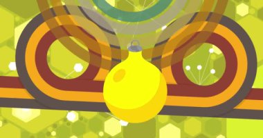 70 'lerin geçmiş yılbaşı süsüyle canlandırması. Muhteşem Tatil Dekorasyonu. 1970 'lerin sanat videosu. Minimalist Vintage tasarımı, eski moda renk çizimi.