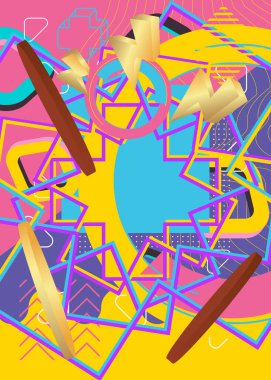 Yoğun geometrik grafik retro tema kapağı. Minimum geometrik elementler poster tasarımı. Poster pankartı için klasik soyut şekiller şablonu.