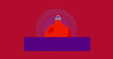 Noel süsleme balosu afişi animasyonu. Moda düz geometrik web afiş videosu. Basit asgari retro biçimi.