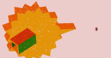 Geometrik şekilli Risograph konuşma balonu animasyonu. Moda riso grafik tasarım videosunda nesne taşınıyor.