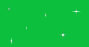 Yıldızlar yeşil ekran arkaplan animasyonunda parlıyor. Twinkle festivali ya da tatil süsü. Noel yıldızı 4K animasyonu. Krom anahtar.