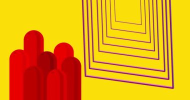 Dinamik soyut basit geometrik şekiller. Meşgul grafik retro tema arkaplan animasyonu. En az meşgul geometrik ögeler videosu.