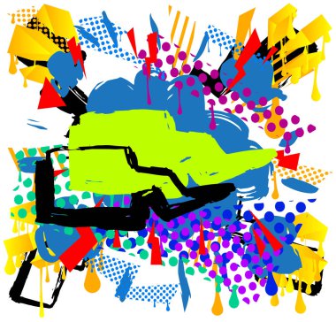 Graffiti soyut arka planı. Soyut Çağdaş Mesajlaşma tabelası sokak sanatı dekorasyonu, Tartışma simgesi kentsel resim tarzında icra edildi.