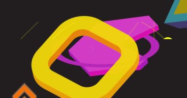 Çok renkli, soyut, basit geometrik şekiller. Meşgul grafik retro tema arkaplan animasyonu. En az meşgul geometrik ögeler videosu.