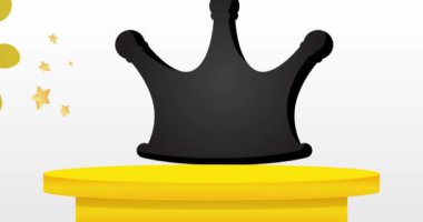 Crown 'la birlikte ürün tasarımı. Animasyon silindiri kaide podyumu. Sunum için sahne gösterisi videosu. En küçük geometrik biçimlerin taşınması.