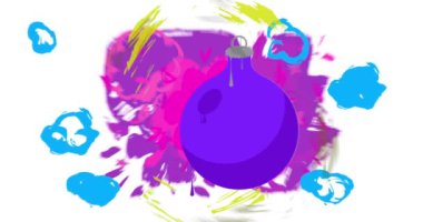 Graffiti Noel dekorasyon topu animasyonu. Soyut modern sokak sanatı video dekorasyonu şehir boyama tarzında gerçekleştirildi.