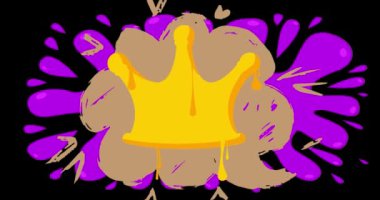 Crown Graffiti etiket animasyonu. Soyut modern sokak sanatı video dekorasyonu şehir boyama tarzında gerçekleştirildi.