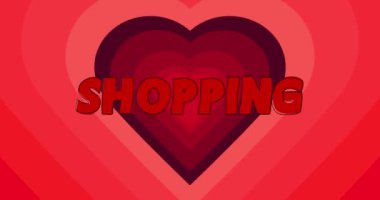 Alışveriş mesajlı kırmızı kalp. Aşkın, Tutkunun ve İlişkilerin Kutlanması.