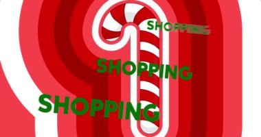 Kırmızı ve Beyaz Noel Şeker Çubuğu desenli alışveriş metni. Tatil kutlaması.