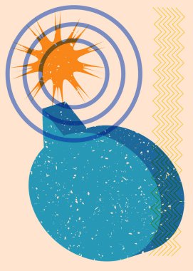 Geometrik şekilli Risograph konuşma balonu. Geometri elemanları ile modayı gösteren riso grafik desen tasarımı nesneleri.